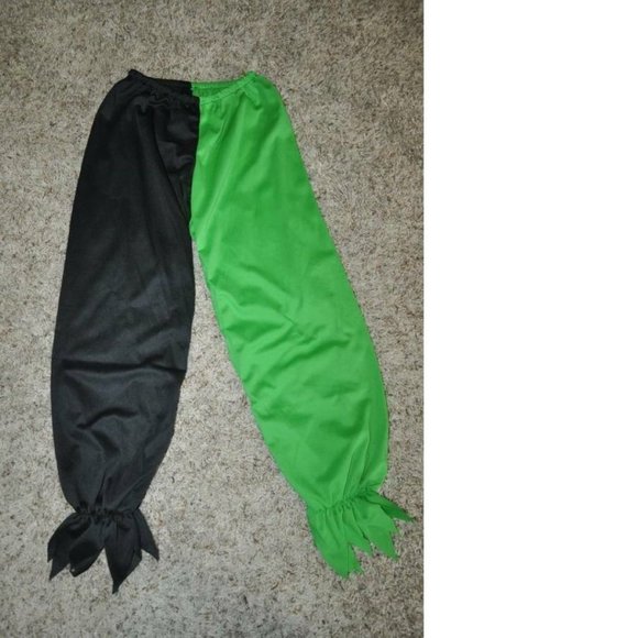 Jester Clown Halloween Costume 8/10 Green Evil 5 Pc Top Pants Hood Mask Boys - Picture 4 of 6